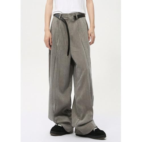 Men's Fall Wide Leg Vintage Trousers Classic Button Loose Fit Floor Length Suit Pants4