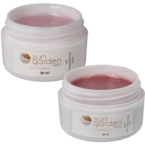 sun garden nails Gel UV en fibre de verre Sun Garden Nails rose-transparent 30 ml et gel de couverture UV 30 ml