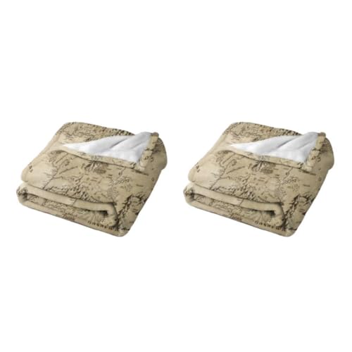 eexuujkl 2 Satz von Atmungsaktive weiche Micro Fleece Decke für entspannendes Picknick im Park, antistatische Mittelerde Karte, Herr der Ringe Stil Decke, Stil 1 2Satz