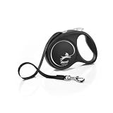 Flexi® Black Design M | Laisse rétractable à Sangle de 5 m pour Chiens...