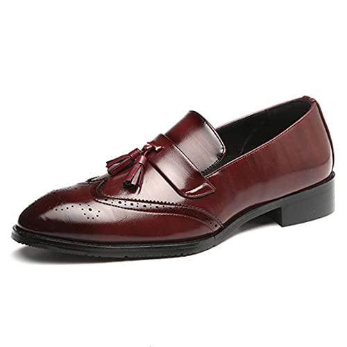 Image of Julymens Men's Handsome Slip-on Tassel Brogues Faux Leather Dress Shoes