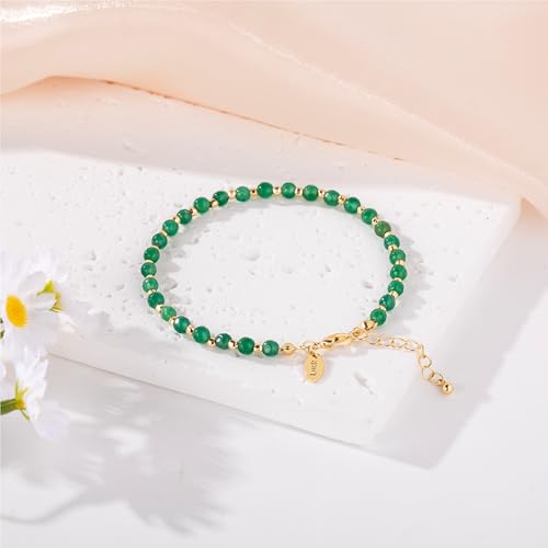 Inspirational Gifts Healing Natural Stone Bracelets for Women Anxiety Stress Relief Bracelet Handmade Jewelry for Friends Sister, Christmas Stocking Stuffers Thanksgiving Basket Teacher Valentine Gifts(Green-Luck) — view 6