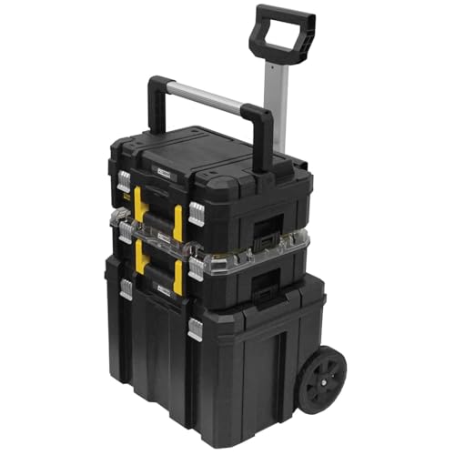 STANLEY FATMAX FMST1-80103 Conjunto Pro-Stack 3 Piezas con Cajas Para Herramientas Organizador y Base con Ruedas Negro