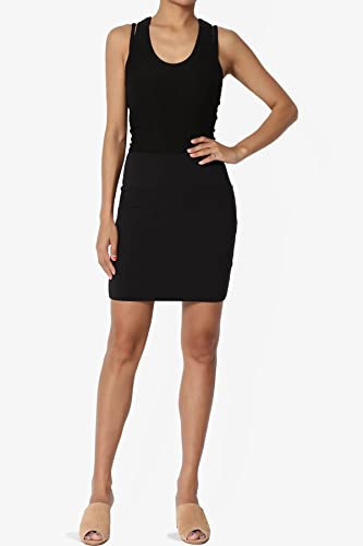 Themogan Women's Stretch Cotton High Waist Layered Tube Mini Skirt Black M #TOP5