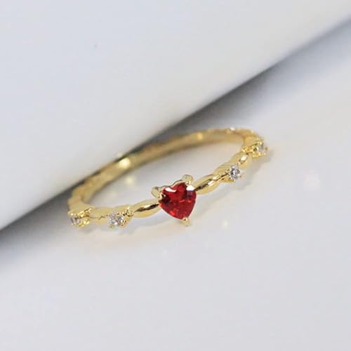 Metmejiao Ruby Heart Ring Red Heart Ring Women Heart Shaped Engagement Rings Inlaid Zircon Anniversary Rings Elegant Exquisite Wedding Jewelry 73