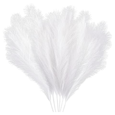 EZFLOWERY 18 Pcs 45"/115cm Faux Pampas Grass, Fluffy Artificial Tall Pompous Flower Stems for Arrangements, Floor Vase Filler, Home, Kitchen, Boho, Living Room, Wedding Decorations (White) Cover