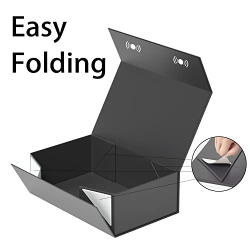 Ryddoy Black Gift Box, 9.5X6X3'' Gift Boxes For Presents With Lids Magnetic Closure Rectangle Collapsible For Groomsman Proposal Box thumb #2