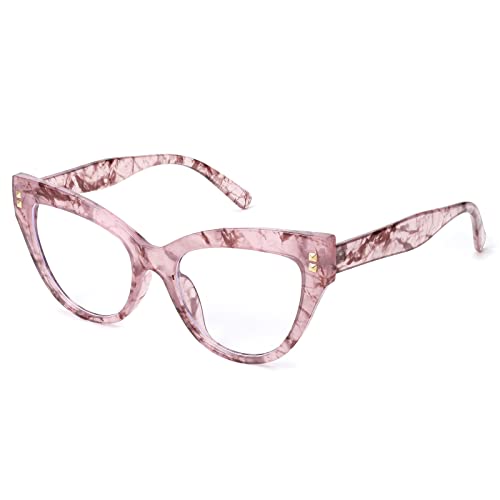 Image of FEISEDY Women Oversized Blue Light Blocking Computer Glasses Fake Nerd Cat Eye Glasses Frame Anti Eyestrain B2323