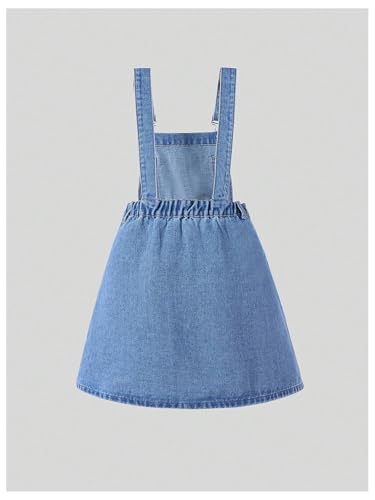 WDIRARA Girl's Denim Overall Dress Adjustable Strap Flared A Line Cute Jean Dresses2