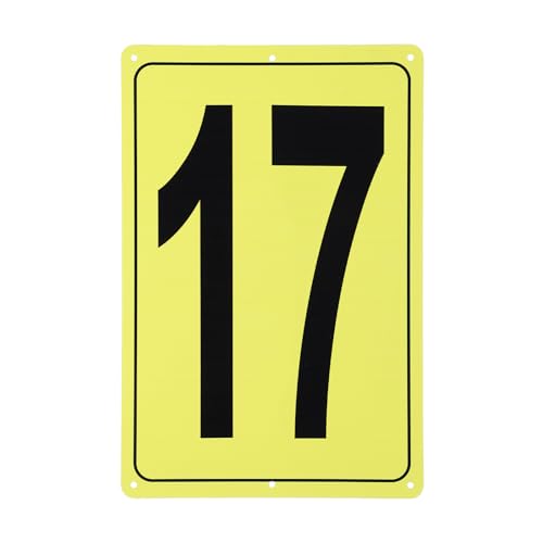 Placa de número 17 de metal PATIKIL 12x8 aluminio rectangular amarillo