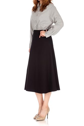 Dani's Choice Elastic Waist A-line Flared Long Skirt4