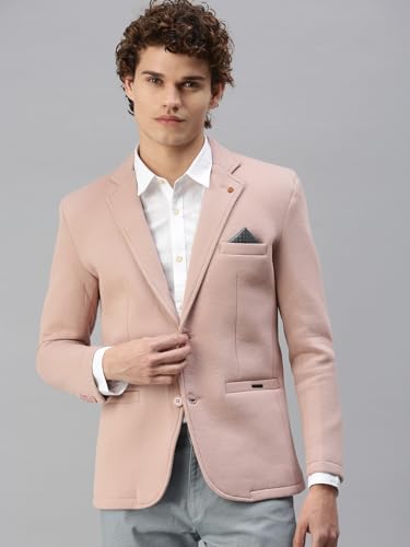 Image of SHOWOFFFF Men Solid Single Breasted Casual Blazer | Notched Lapel Full Sleeves Cotton Blazer for Mens | Slim Fit Regular Length Blazer for Men's