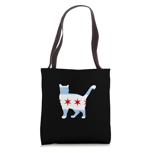 Sweet Vintage Cute Chicago City Flag CAT Print Tote Bag