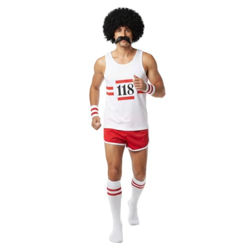FASHION FAIRIES Juego de 6 piezas de uniforme retro de maratón para adultos, disfraz de fiesta de cosplay, unisex, disfraz de fiesta para hombres y mujeres, accesorios de disfraz de fiesta de