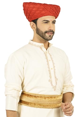 Image of Traditional Handstitch Ready to Wear Maharashtra Mavla Pagdi Topi Cap Turban for Party and Traditional Function