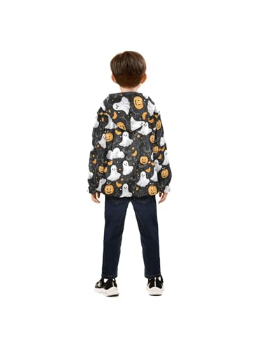 Ghosts Pumpkins Cartoon Girls Fleece Jacket Girls Fall Jacket Boys Coats Zip Up Hoodie Children Outerwear 2-10T4