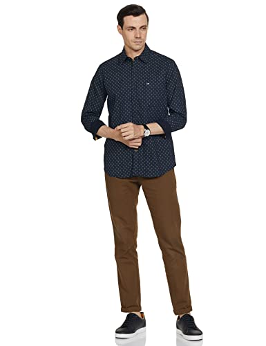 Image of Arrow Sports Printed Oxford Slim Fit Casual Shirt Dark Grey