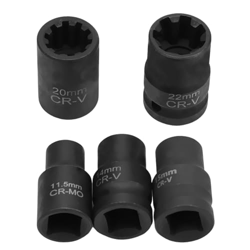 Vestibilità precisa: Due bussole a stella (a ore 7 e a ore 10) coprono con precisione cinque misure comunemente utilizzate (7 pt x 14/22 mm, 10 pt x 11,5/15/20 mm), gestendo facilmente i bulloni originali di fabbrica per qualsiasi applicazione, dalla sostituzione delle pastiglie dei freni alla manutenzione approfondita, evitando la rottura delle filettature