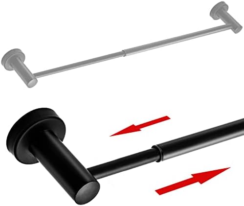 Black Towel Bar for Bathroom, Bathroom Towel Bar Adjustable 16 to 24 Inch, Bath Towel Bars Wall Mounted with Screws, Towel Rod Adaptable to Different Size Needs - Tesuchan