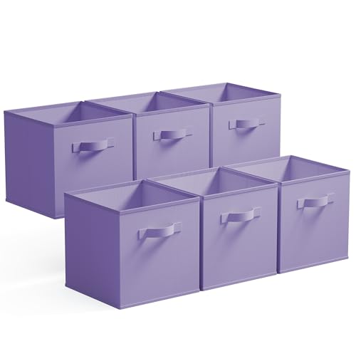 GRANNY SAYS Caisses de Rangement, Lot de 6 Cubes de Rangement Pliables en Tissu avec Poignées, Paniers et Boîtes de Rangement pour Kallax Étagère, Cube...