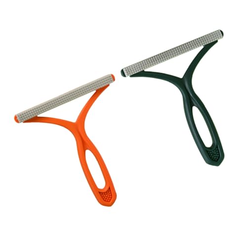 EPIGEIST 2 pièces Brosse Anti-poils Animaux à Long Manche Accessoire Compact et Portable pour Enlever Poils de Chat Peluches et Poussières Lot de Vert Foncé Orange