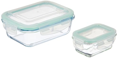 Image of Signoraware Lock N Store Borosilicate Glass Rectangular Container Set | Airtight & Leakproof | Microwave Safe | Crack Resistant | Ideal for Office Lunch & Leftovers (640ml + 150ml | Setof2 | Clear)