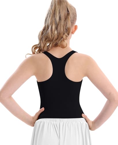 DOCUMO Girls Tank Tops Double Lined Racerback Crop Tops for Kids Sleeveless Workout Tops for Dance, Yoga, Running, Sports2