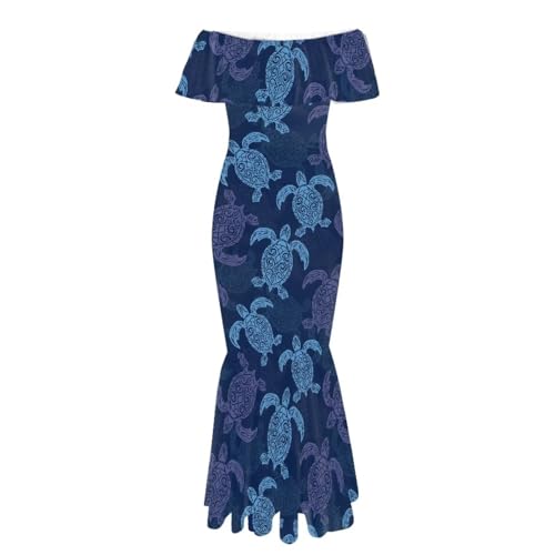 Image of Polynesian for Women S-7XL Off Shoulder Maxi Dress Hawaiian Summer Dresses