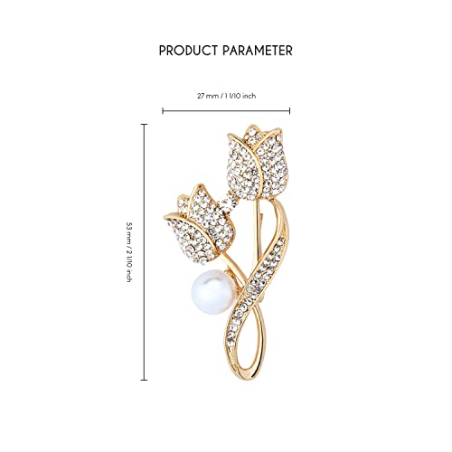 Image of wynameleri Women Brooches and Pins Flower Fashion Rhinestone Pin Gold Decorative Pins for Ladies Men