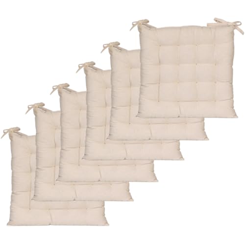 Atout Ciel Lot de 6 Galettes de Chaise carrées Bicolores 40x40cm, Beige/Gris