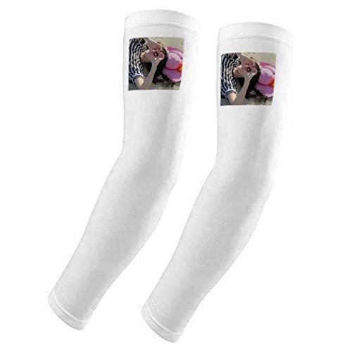 Housse de bras protection UV rose avec motif fille plage et chapeau