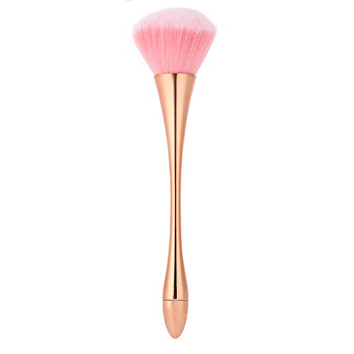 Akozon Nail Brush, Powder r Art Manicure Long Handle ing Brush Nails Tool Large Size Rose Gold Soft Cleaning Removal Size(Rose Gold)