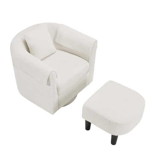 Sillón Giratorio Chenille Blanco miniatura 6