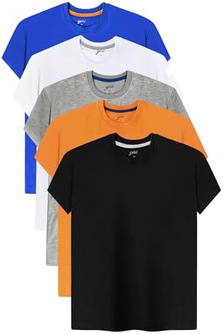 Brix Boys&#39；半袖Tシャツ-ジャージークルーネック5枚セットラベルなしTシャツ。綿100%マルチパック