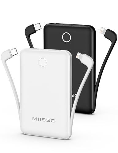 10000mAh Mini Portable Charger with Built in Cable, Pocket...