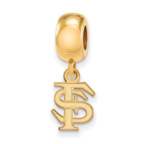 LogoArt 14k Yellow Gold Plated Sterling Silver Florida State Univ. XS 'FS' Dangle Charm