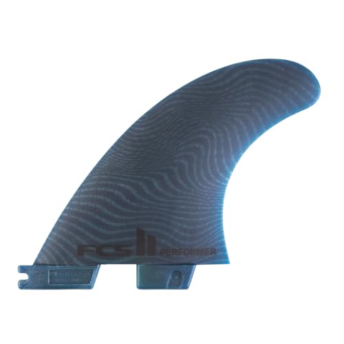 FCS Performer Eco Neo Glass Surfboard Fins (Medium, Tri (3 Fins)), Blue