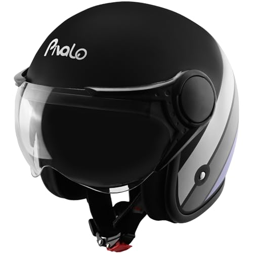 Image of Pivalo 580MM Star Half Face Helmet with Outer Clear Visor Matt Finish Scratch Resistant Open-Face for Bike Scooty Riding Men and Women - Pack of 1