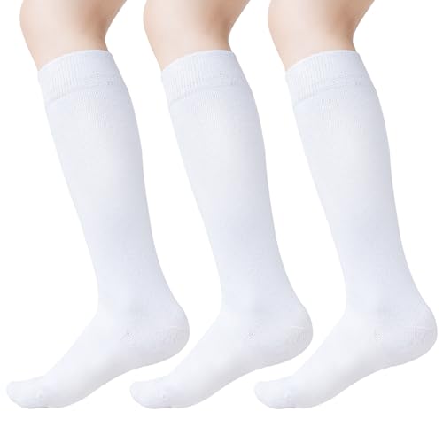 Hakugoo Knee High Socks For Girls Boys School Uniform Socks Cotton Tube Socks Long White Socks Kids 8-12 Years cover