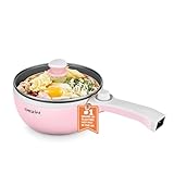 Dezin Hot Pot Electric Upgraded, Non-Stick Sauté Pan, Rapid Noodles Electric Pot, 1.5L Mini Portable Hot Pot for Steak, Egg, Fried Rice, Ramen,...
