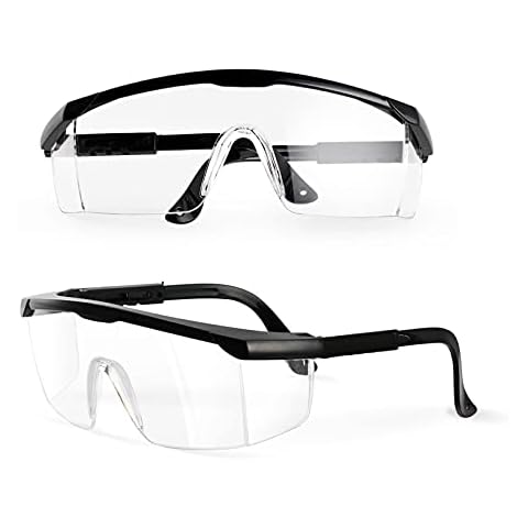 PACIFIC PPE 2 Pack Safety Glasses, Anti-fog, Scratch Resistant Clear Wraparound Lenses and No-Slip Grips, Adjustable, Lab Goggles Cover