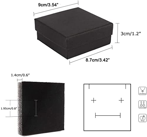 Dedoot DDT-101-BLACK Kraft Paper Gift Box, Pack Of 20 3.54X3.54X1.2 Inch Black Jewelry Boxes Bulk Earring Box thumb #2
