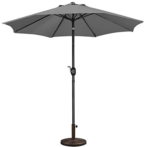 Yaheetech Parasol de Jardin 270 cm avec Pied de Parasol 10 KG Parasol Inclinable Extérieur avec Cadre en Métal Protection Solaire pour Jardin Terrasse Patio Piscine Plage Balcon Gris