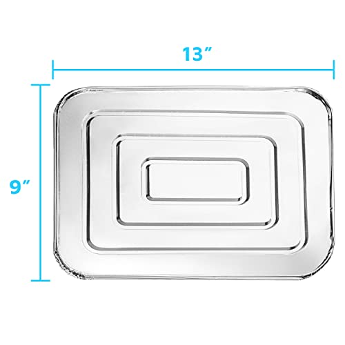 MontoPack Half-Size Aluminium Foil Lids | [50 Pack] | Perfect Fit for 9x13 Roasting Pans | Premium Quality for Baking & Catering | Disposable Food Prep Containers Lids - Thumbnail 2
