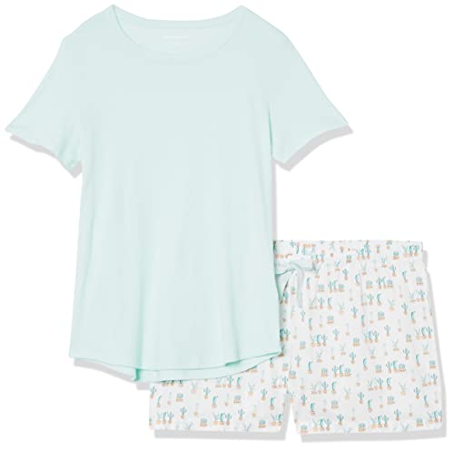Image of Amazon Essentials Women's Poplin Short and Sleep Tee Pajama Set