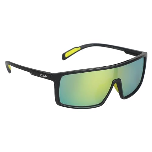 Image of Sporty Sunglasses For Men & Women - Full Rim Polycarbonate Sunglass For Boys & Girls, (S23931) Frame Color -Black, Lens Color - Green