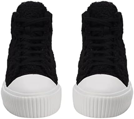 PepStep Women's Fashion Platform High Top Sneakers, Cute Corduroy or Faux Lamb's Fur Upper，Memory Foam Insole,Trendy Slim Shoe Lace(White,7) | Image 1