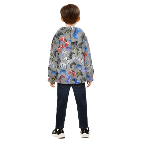 Image of Boys Fleece Jacket Hooded Autumn Winter Long Sleeve Thick Warm Outerwear;3-10 Years Kids Cute Fuzzy Jacket