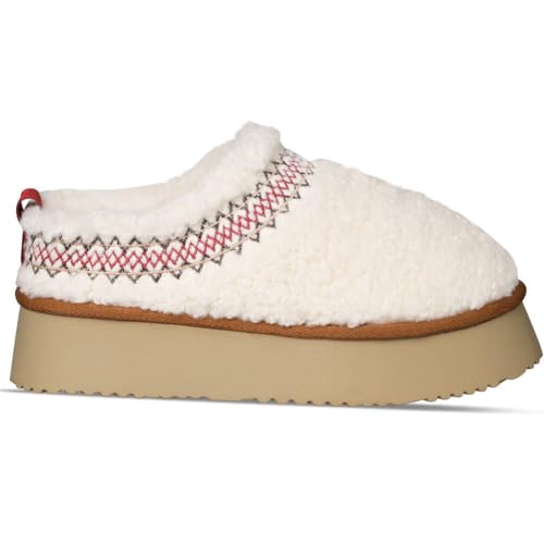 Women's Fuzzy Platform Slippers Boots Braid Slippers with Plush Fleece Lining Comfy Soft Non-Slip House Shoes for Indoor and Outdoor4