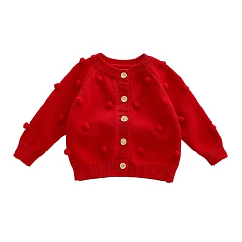 Chaleco gris recién nacido bebé unisex suéter de punto otoño invierno sólido suéter de manga larga suéter ropa cárdigan 86, rojo, 18-24 meses